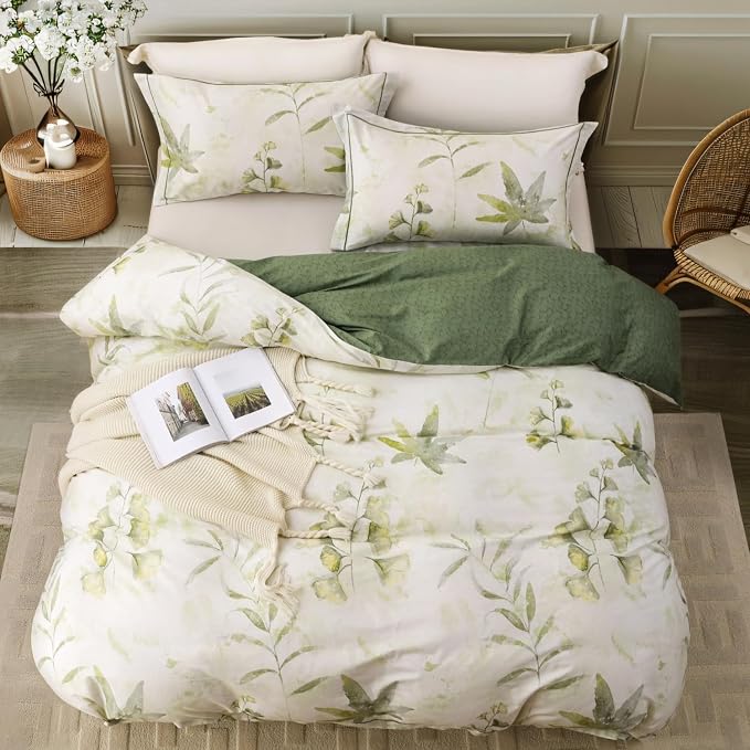 OAITE Duvet Cover Set King Size Floral Pattern 500 Thread Count Ultra Soft 100% - Image 3