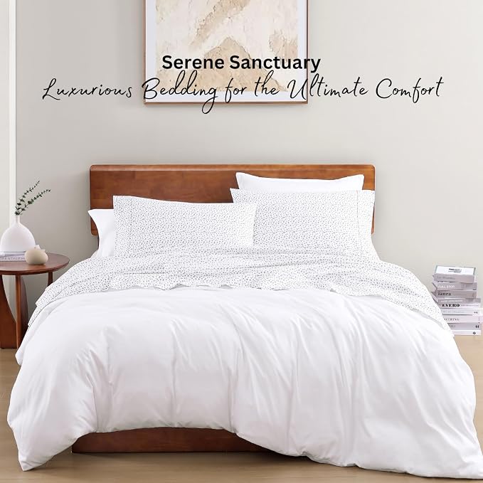 LANE LINEN 100% Organic Cotton Printed King Bed Set, All Season Crisp Percale - Image 7