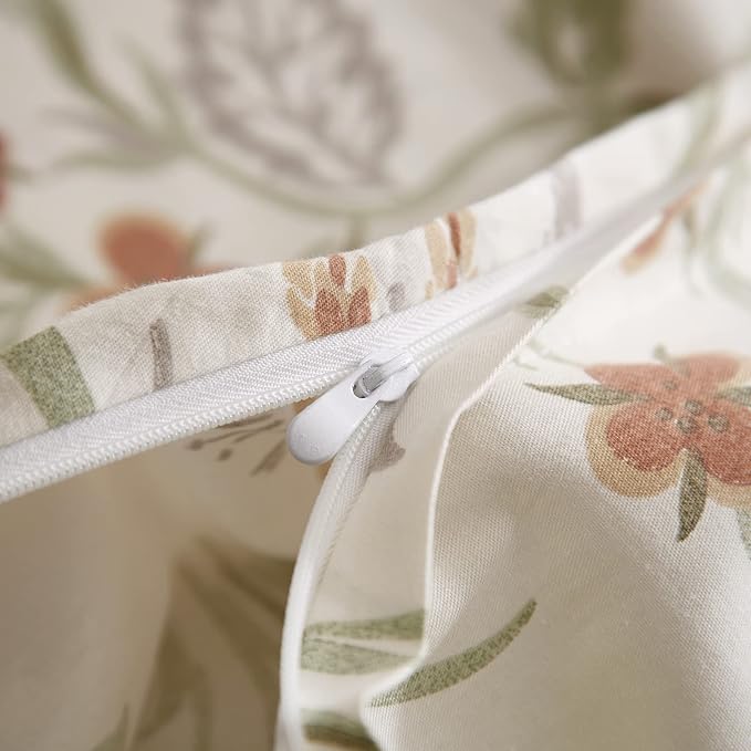mixinni Floral Duvet Covers King Size Botanical Flower Leaf Printed on White - Image 5