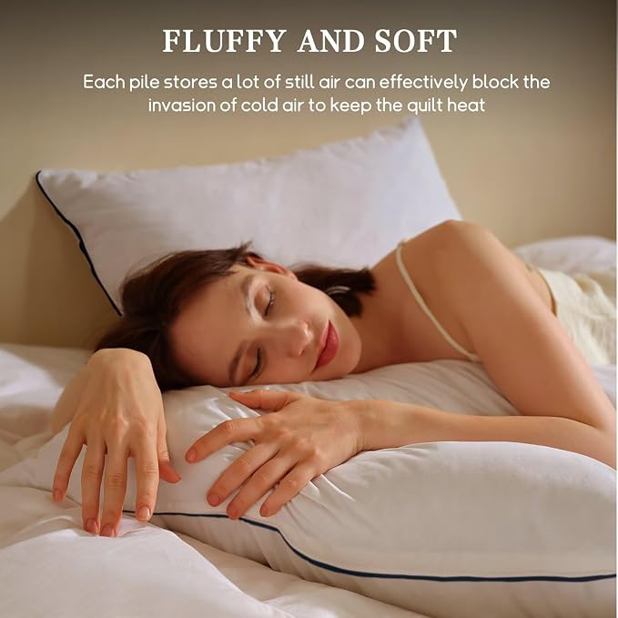 BHZ King Size Pillows Set of 4 Feather Down Hotel My King Pillows Bed Goose - Image 6