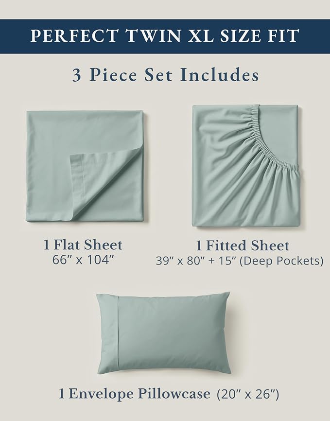 LANE LINEN 100% Organic Cotton Bed Sheets Extra Long Twin, Soft & Comfy Fully - Image 4