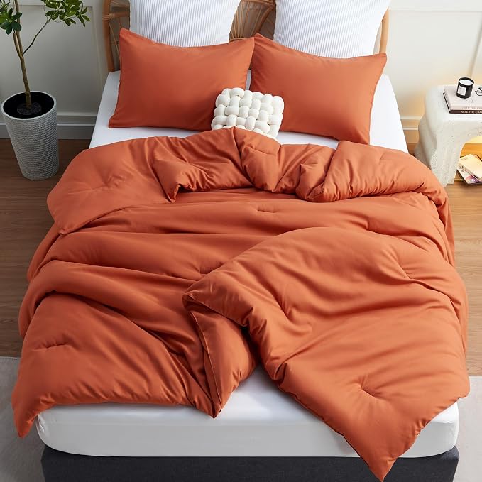 CozyLux Oversized King Comforter Set Terracotta, 3 Pieces 120x98 Solid - Image 7