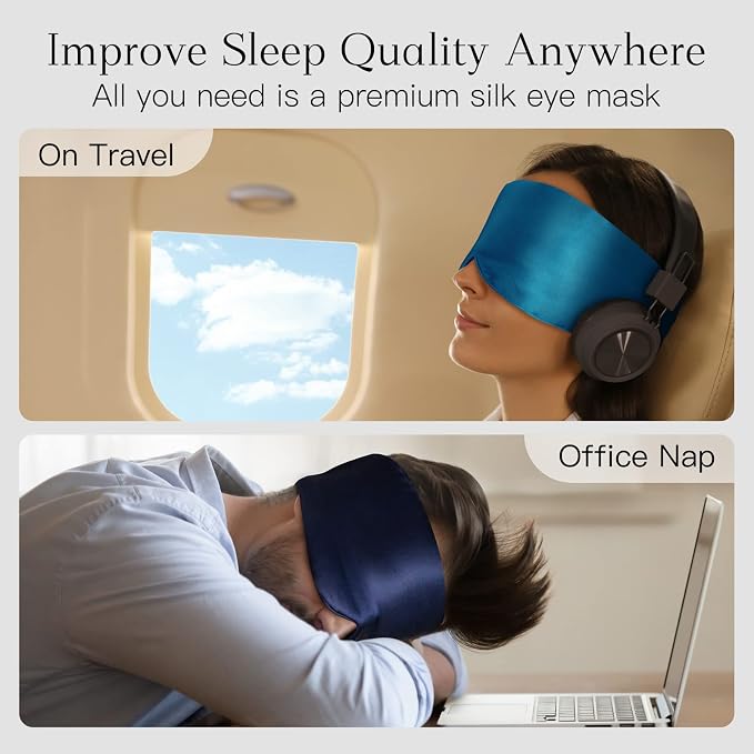 100% Natural Silk Eye Mask for Women Men, Soft Pressureless Cooling Blackout - Image 6