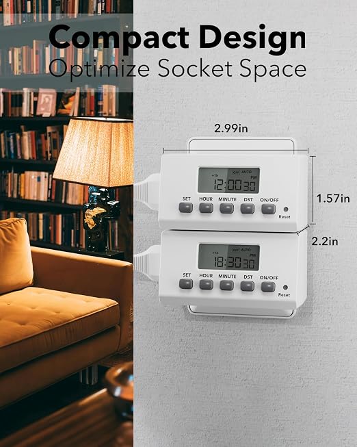 BN-LINK Indoor Digital Timer Outlet, 24 Hour Light Timer Easy Programmable - Image 3