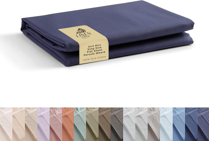 Linen Home 100% Cotton Percale 1 Flat Sheet, King Size by LINENHOME