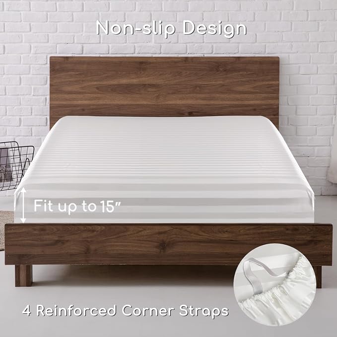 MR&HM Satin Bed Sheets, Full Size Sheets Set - Image 5