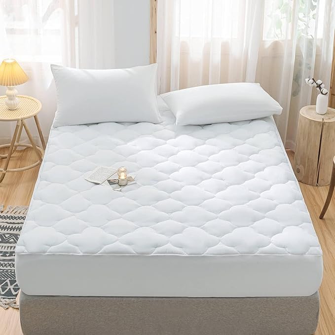 WhatsBedding Waterproof Mattress Pad Cal-King Cotton Top Down Alternative - Image 5
