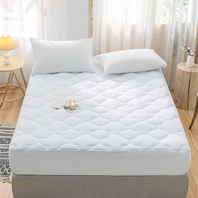 WhatsBedding Waterproof Mattress Pad King Cotton Top Down Alternative Filling - Image 5
