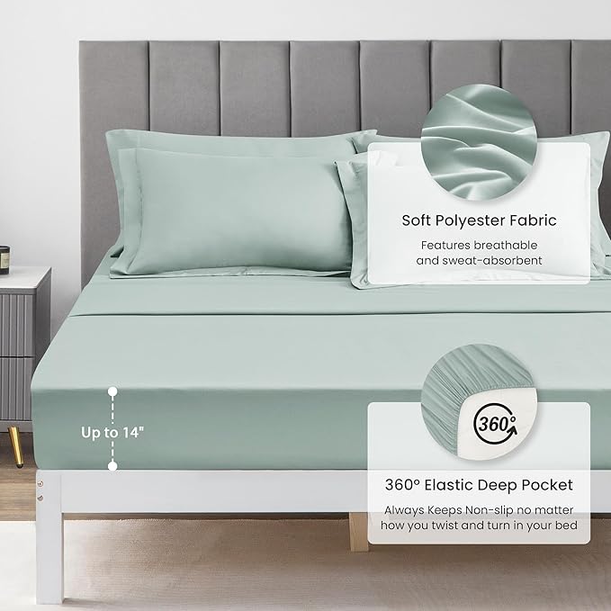 Love's cabin Twin XL Comforter Set Aqua, 5 Pieces Twin XL Bed in a Bag - Image 4