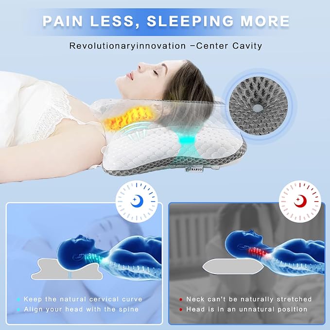 Pain Relief Cervical Pillow for Neck Support, Adjustable Ergonomic Pillow Cozy - Image 3