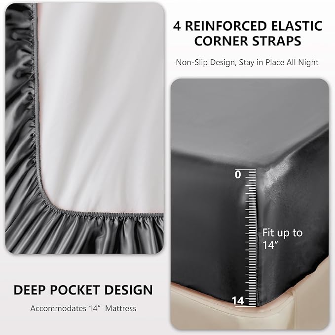 CozyLux Satin Sheets King Size Sheet Set - Image 4