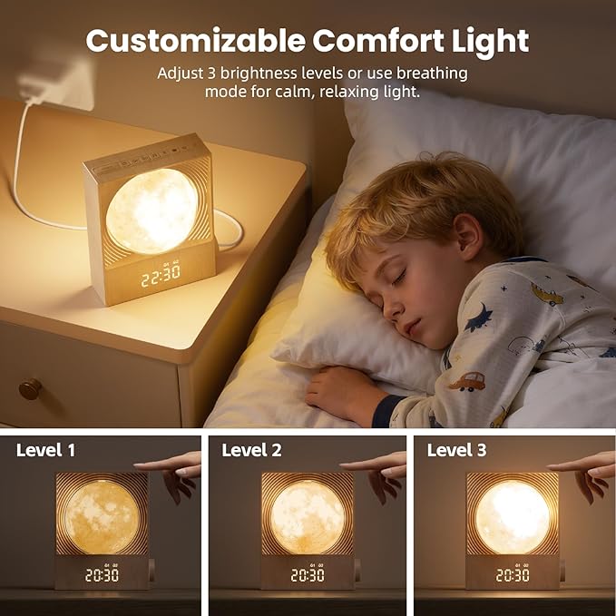 RETEYUNG Sunrise Alarm Clocks for Heavy Sleepers, Rotatable Moon Light - Image 6