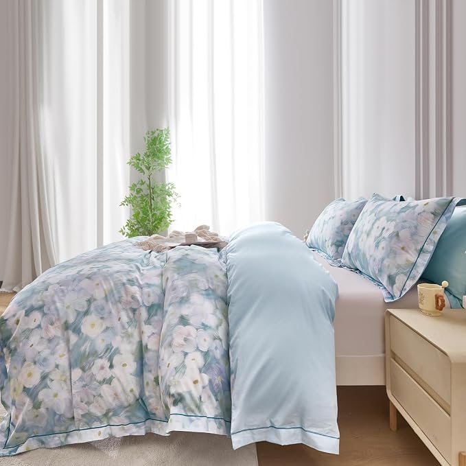 OAITE Duvet Cover Set King Size Oil Painting Pattern Ultra Soft 100% Cotton - Image 5