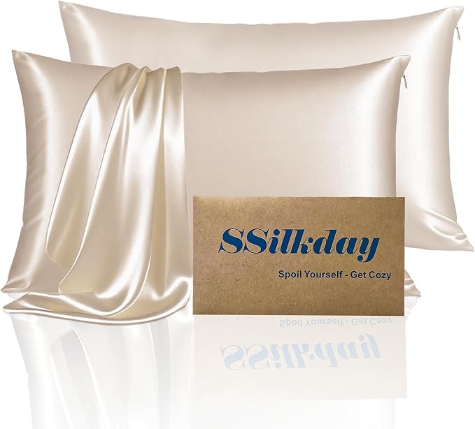 Mulberry Silk King Size Pillow Cases Set of 2, Ultra Smooth Soft Breathable by Unknown