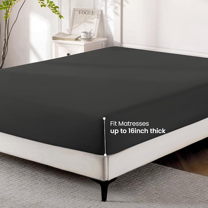 ROSE&RISY Black King Fitted Sheet, Soft and Breathable - Image 7