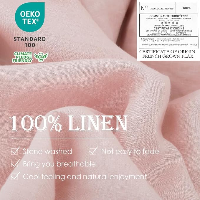 Simple&Opulence 100% Washed Linen Euro Shams 26'' x 26'' Pack of 2, Basic Style - Image 2