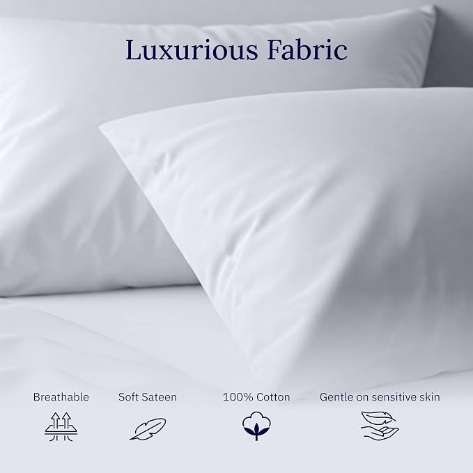 Luxuriously Soft Premium 600 Thread Count, 100% Cotton Set of 2 Cases, Crisp - Image 6
