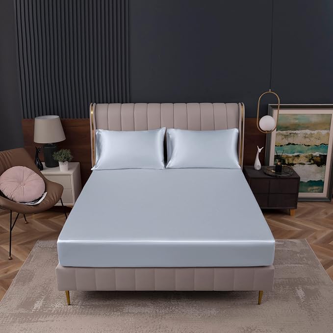 Homiest Baby Blue Satin Fitted Sheet - Image 2