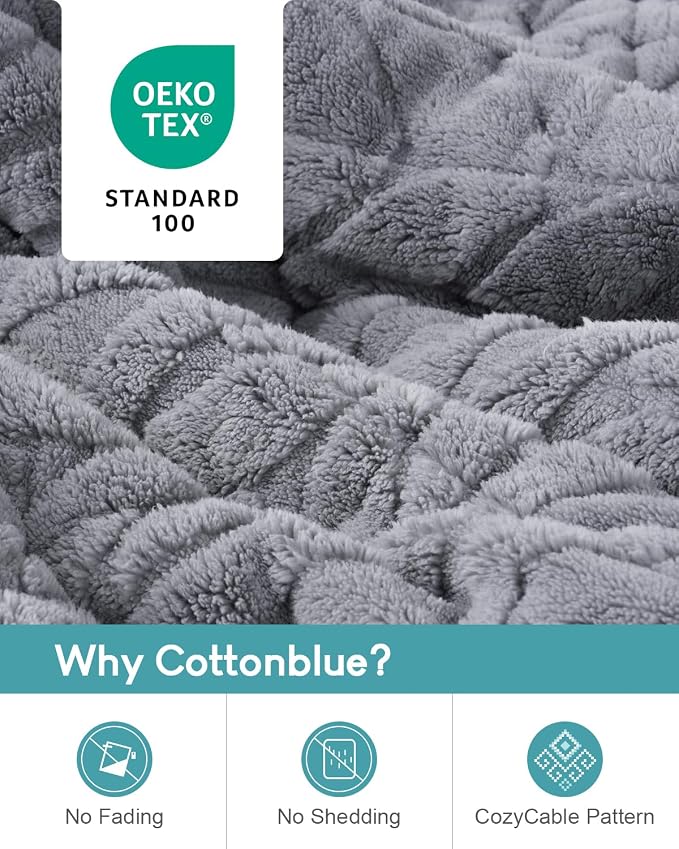 Cottonblue Jacquard Sherpa Weighted Blanket 20lbs - Image 3