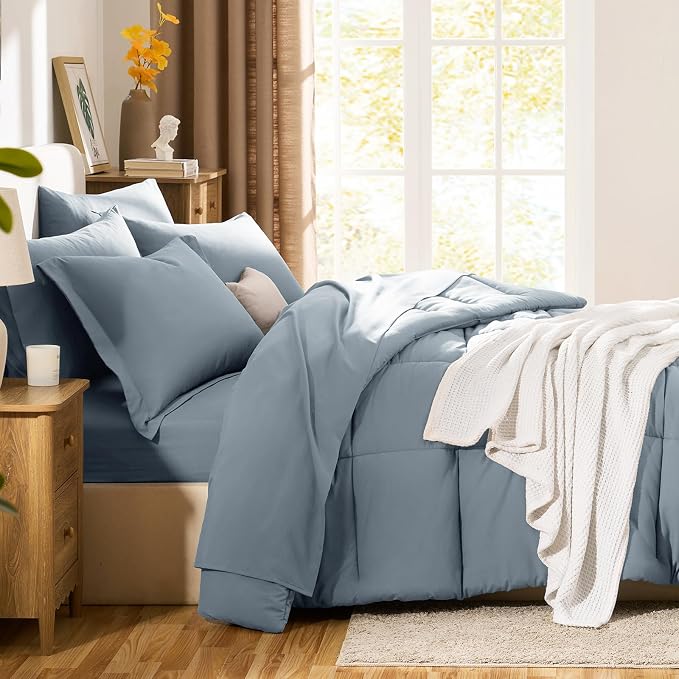 CozyLux Twin XL Comforter Set Grayish Blue - Image 8