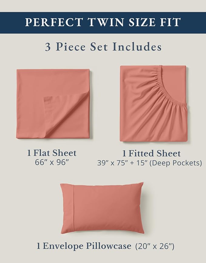 LANE LINEN 100% Organic Cotton Twin XL Sheets Set, 3-Piece Pure Organic Cotton - Image 4