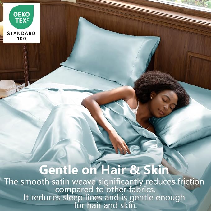 CozyLux Satin Sheets Queen Size Bed Set - Image 2
