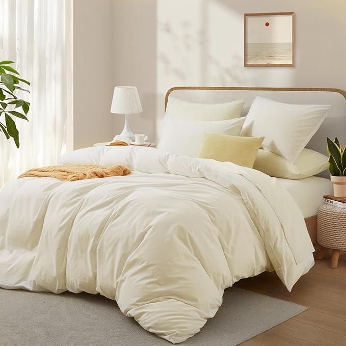 Cream White Cotton Duvet Cover - Image 2
