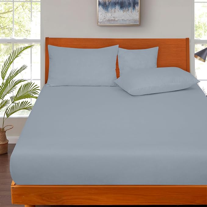 ROYALE LINENS 300 Thread Count 100% Long Staple Combed Cotton Fitted Sheet Queen - Image 5