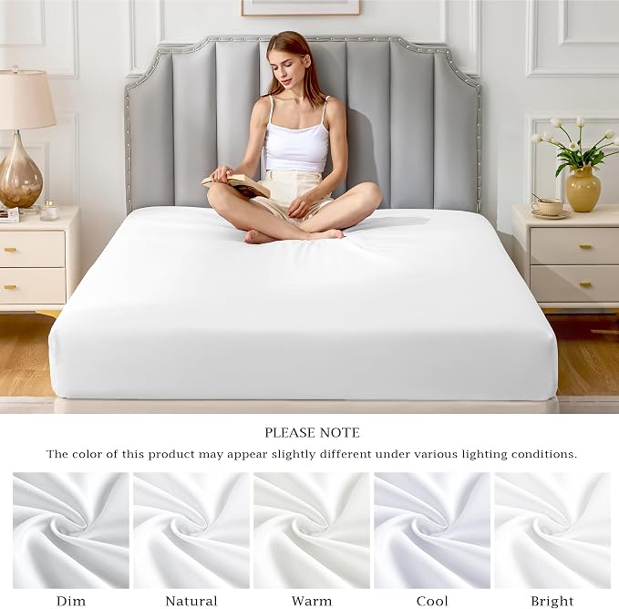 FreshCulture Pure Cotton Fitted Sheets Twin Size, 300 Thread Count Percale - Image 7