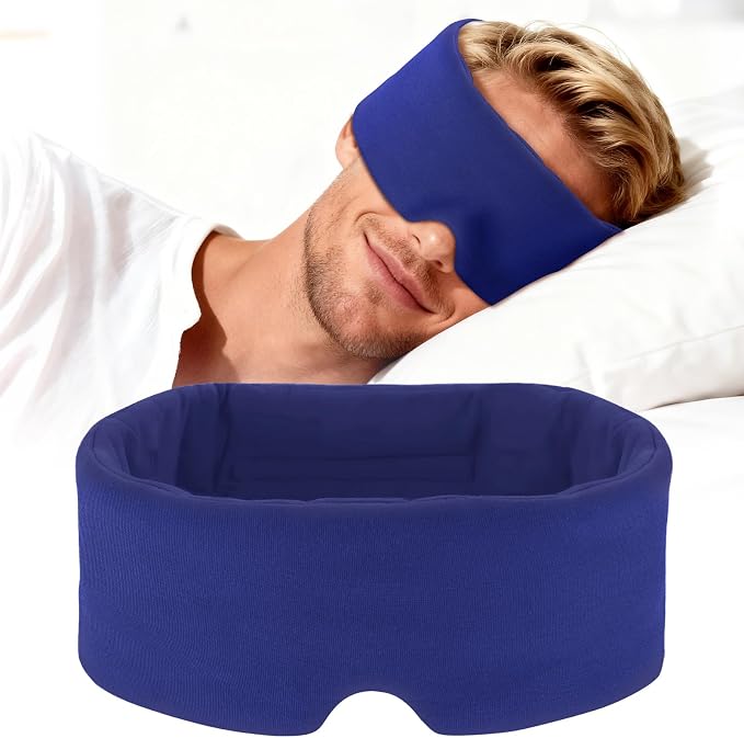 Cotton Sleep Eye Mask for Men, 100% Blocking Light Eye Mask Sleeping for Side by LiveNaturalwithWM