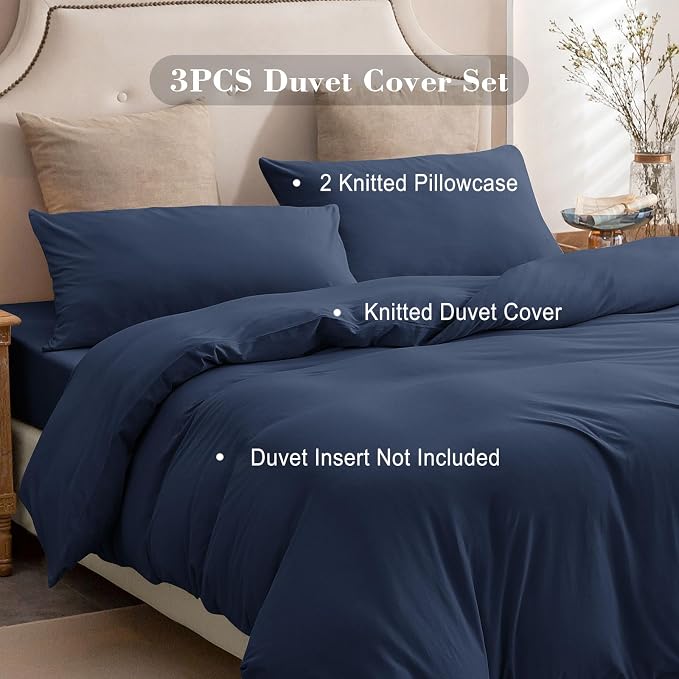 PURE ERA Jersey Knit Duvet Cover Set 100% T-Shirt Cotton Super Soft Comfy 3pc - Image 3