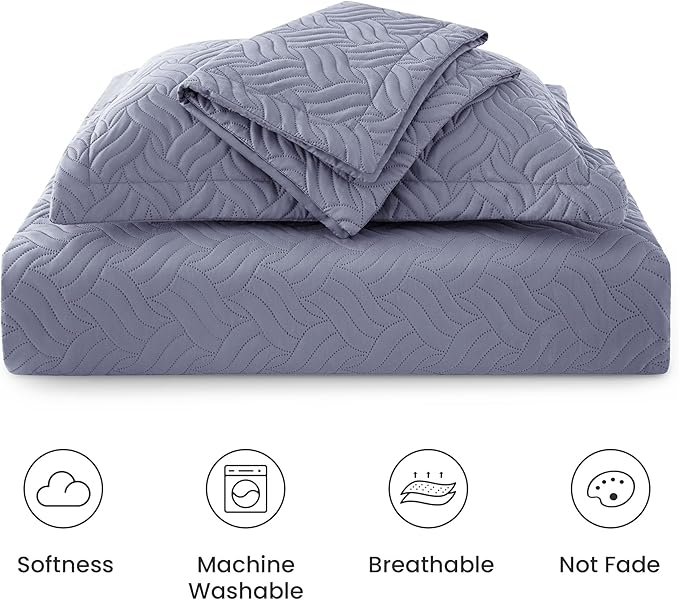 Love's cabin Quilts for Queen Bed Bluish Grey Bedspreads Bedding Set - Image 6