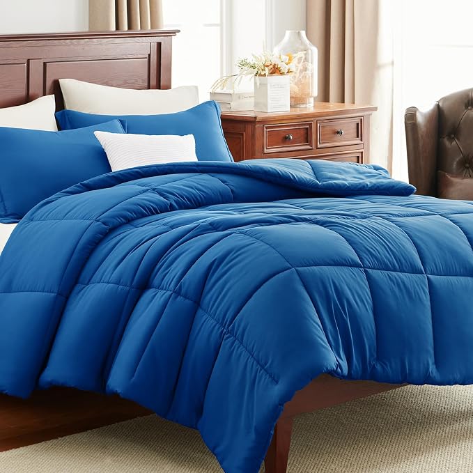 CozyLux Queen Comforter Set Classic Blue - Image 9