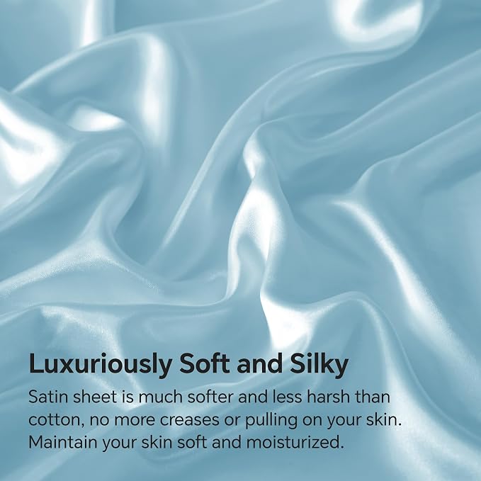 BEDELITE Satin Fitted Sheet and Pillowcases Set, Luxury Soft Similar to Silk - Image 3