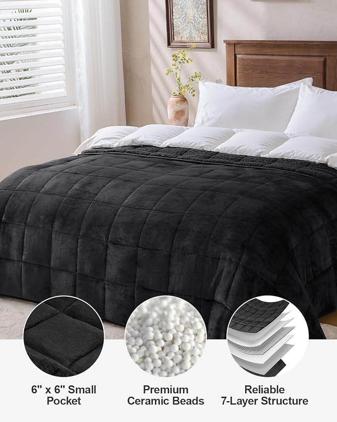 Super Fuzzy Soft Sherpa Fleece Weighted Blanket, 20 lbs Dual Sided Fluffy Heavy - Image 8
