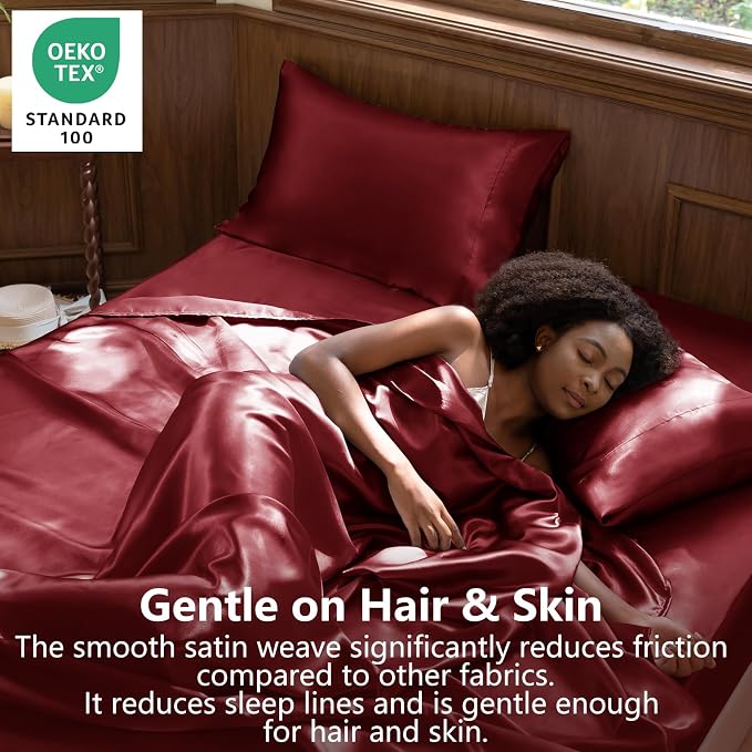 CozyLux Satin Sheets Queen Size Bed Set - Image 2