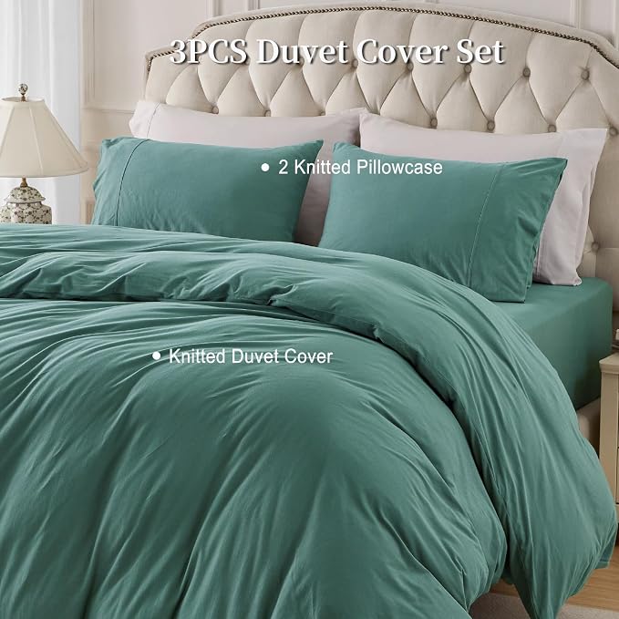 PURE ERA Jersey Knit Duvet Cover Set 100% T-Shirt Cotton Super Soft Comfy 3pc - Image 2