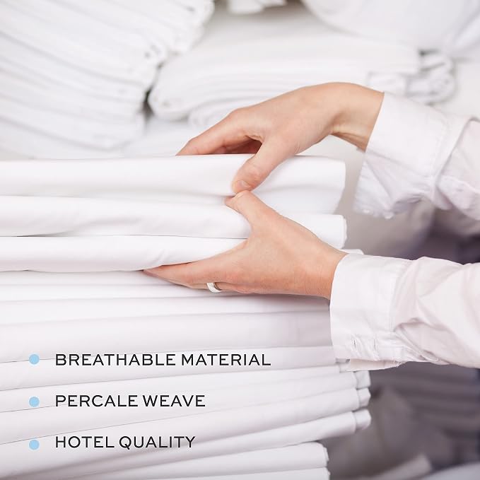 White Classic Twin Flat Sheets 3 Pack, 200 Thread Count Hospital Bed Sheets - Image 5