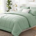 CozyLux King Size Comforter Set Sage Green, 7 Pieces Bed in a Bag, All Season by CozyLux