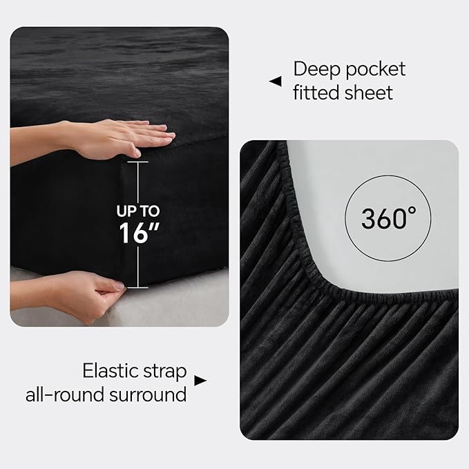BEDELITE Flannel Sheets King Size Black - Image 4