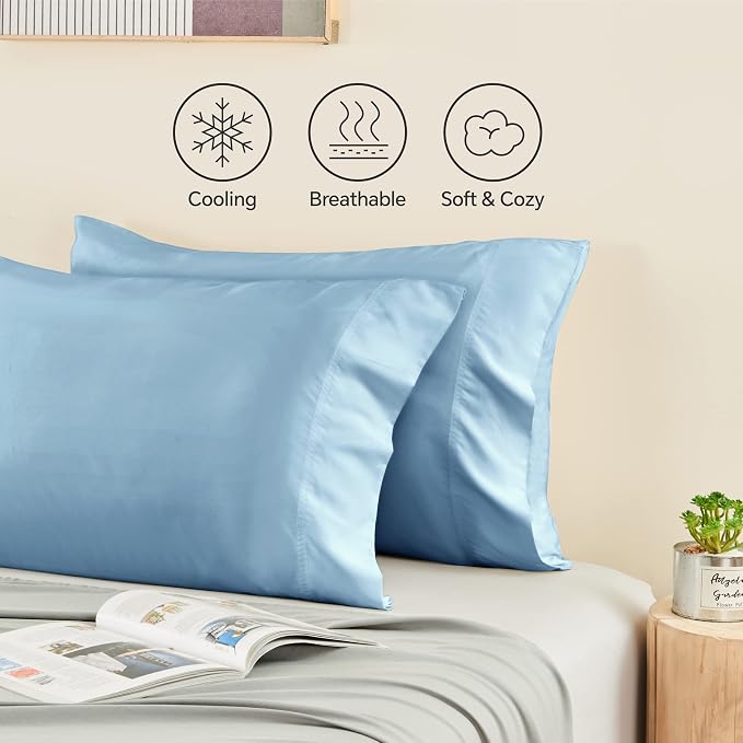 BEDELITE Standard Pillow Cases Set of 2, Rayon Derived from Bamboo, Cooling - Image 4