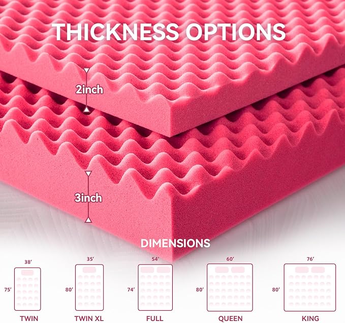 SINWEEK 2 Inch Egg Crate Memory Foam Mattress Topper Twin Size, Soft Mattress - Image 7