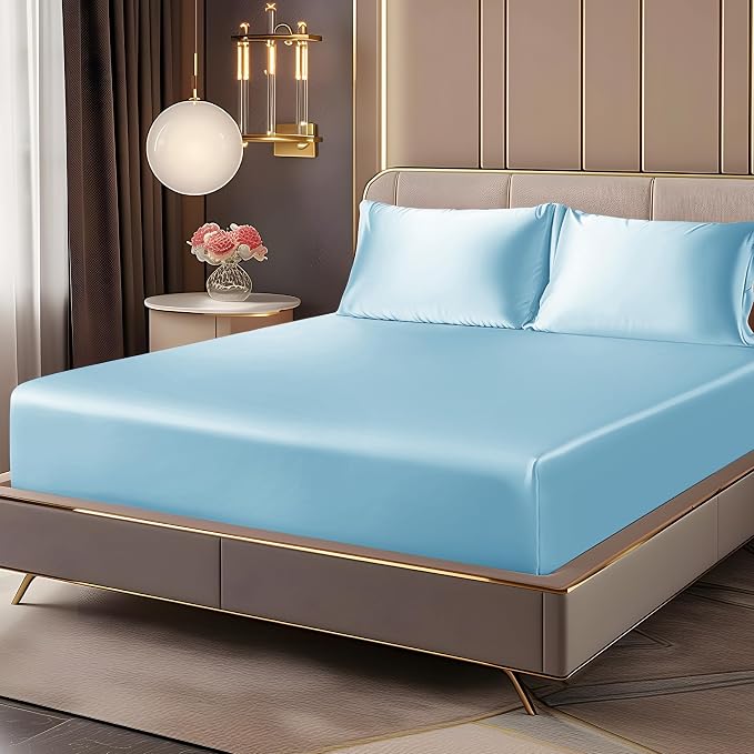 BEDELITE Satin Fitted Sheet and Pillowcase Set, Luxury Soft Similar to Silk by BEDELITE