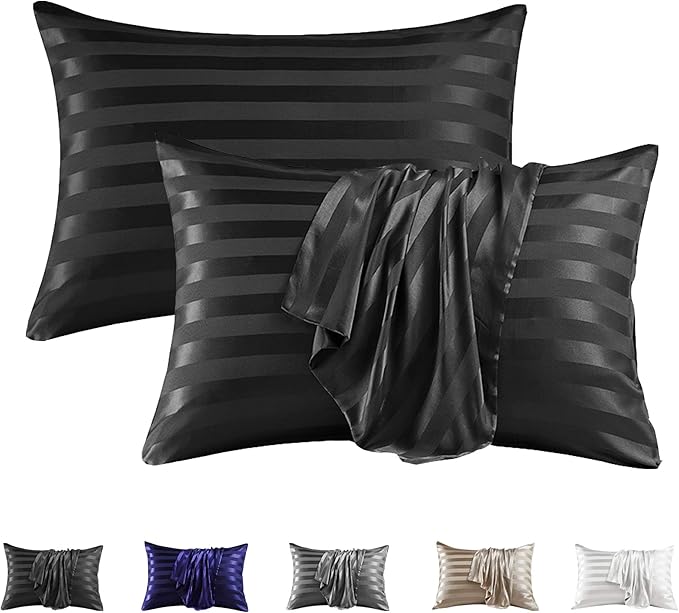 MR&HM Satin Pillowcase for Hair and Skin, Silk Satin Pillowcase 2 Pack by MRHM