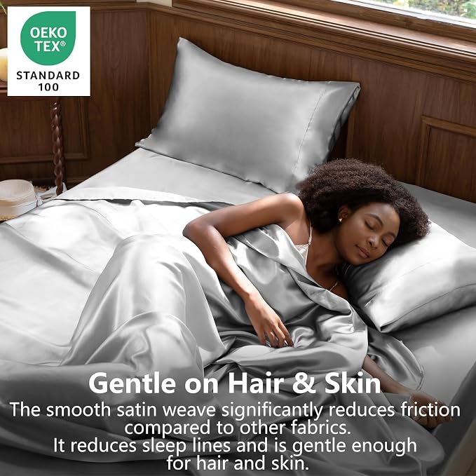 CozyLux Satin Sheets Queen Size Bed Set - Image 2