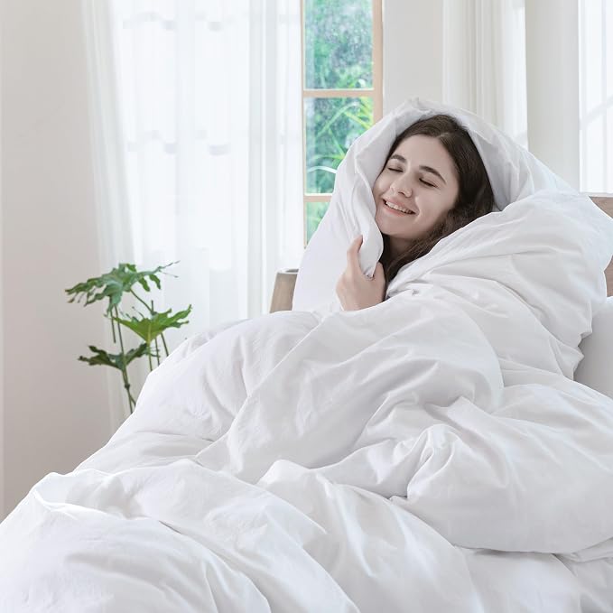 MooMee Bedding Duvet Cover Set 100% Washed Cotton Linen Like Textured - Image 6