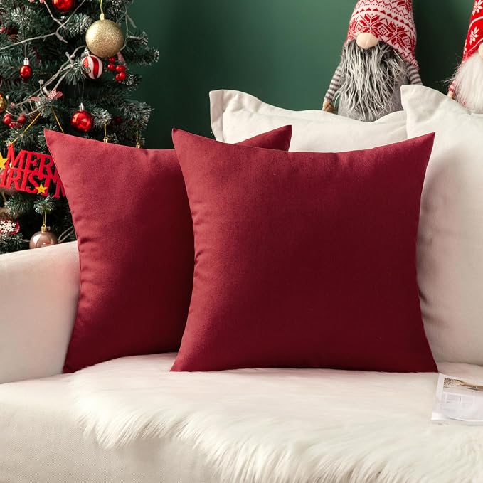 MIULEE Pack of 2 Decorative Outdoor Solid Waterproof Throw Pillow Covers Faux - Image 9