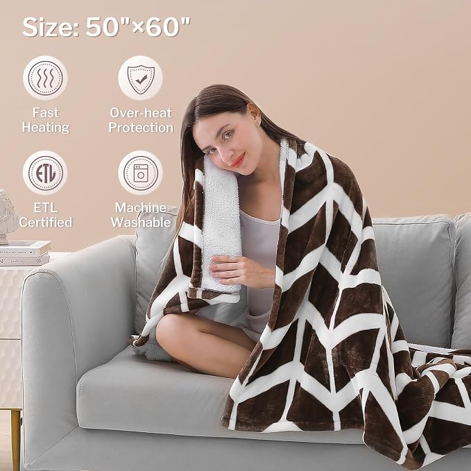VENTIMI Electric Blanket Heated Throw, Fast Heating Blanket - Image 5