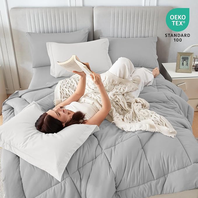 Sasttie Oversized Queen Comforter Set, 7 Pieces Reversible Bed in a Bag - Image 5