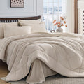 HEVUMYI Beige Tan Full Comforter Set by HEVUMYI